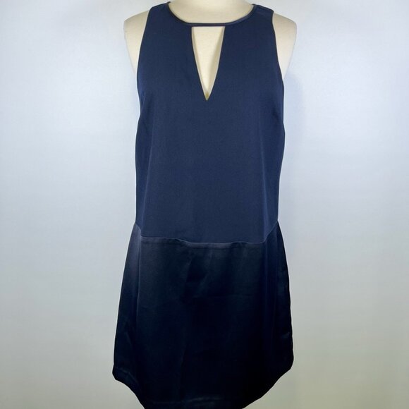 Banana Republic Navy Blue Crepe Keyhole Swing Mini Dress Size 4 NWT Office Party - Picture 3 of 8
